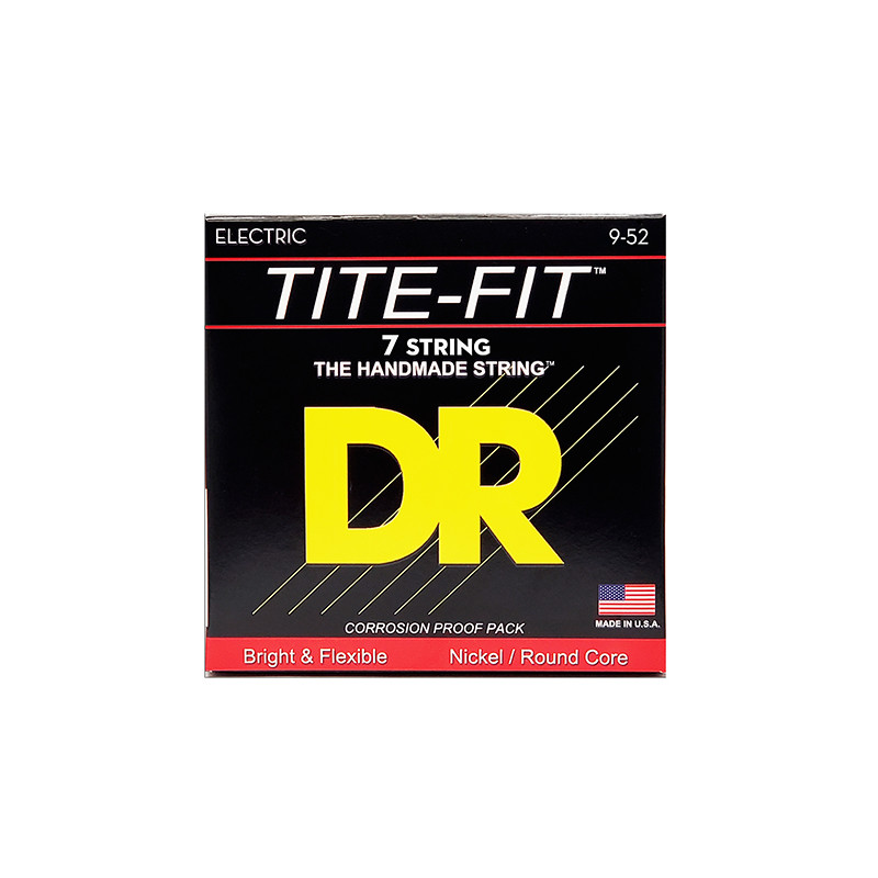 DR LT7-9 - Tite-Fit - Nickel Plated, jeu guitare électrique, 7 cordes Light 9-52