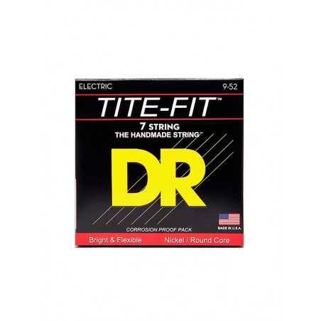 DR LT7-9 - Tite-Fit - Nickel Plated, jeu guitare électrique, 7 cordes Light 9-52