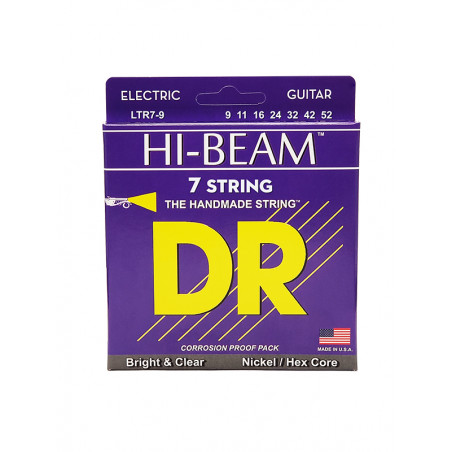 DR LTR7-9 - Hi-Beam - Nickel Plated, jeu guitare électrique, 7 cordes Light 9-52