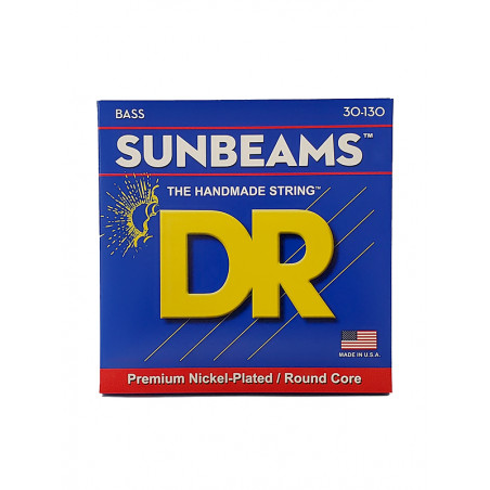 DR NMR6-130 - Sunbeam - Nickel Plated, jeu guitare basse, 6 cordes Medium à Heavy 30-130
