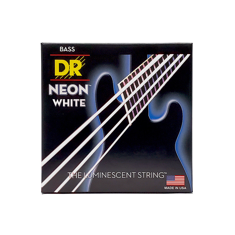 DR NWB5-130 - Hi-Def Neon - White, jeu guitare basse, 5 cordes Medium à Heavy 45-130