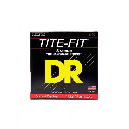 DR TF8-11 - Tite-Fit - Nickel Plated, jeu guitare électrique, 8 cordes Heavy 11-80