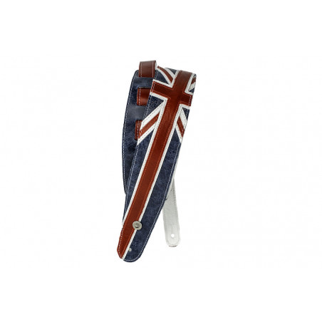 D'Addario 25PRL03 - Sangle en cuir haut de gamme guitare, Union Jack