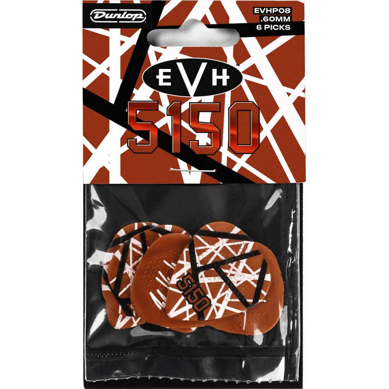 Dunlop EVHP08 - Pack de 6 médiators EVH 5150 Variey Max Grip - 0,60mm