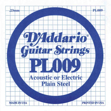 D'addario PL009 - Corde au détail guitare électrique Acier plein 009