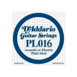 D'Addario PL016 - Corde au détail guitare électrique Acier plein 016