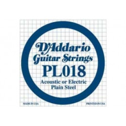 D'Addario PL018 - Corde au détail guitare électrique Acier plein 018