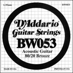 Corde au détail D'Addario pour guitare acoustique 053 80/20 File Bronze - BW053