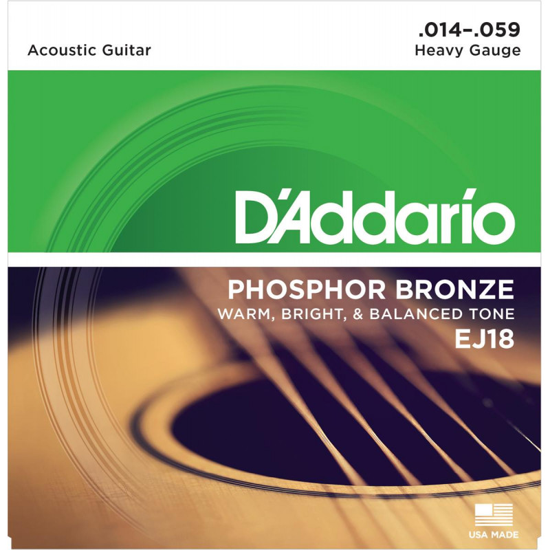 D'Addario EJ18 Phosphore Bronze Heavy - Jeu de cordes guitare acoustique