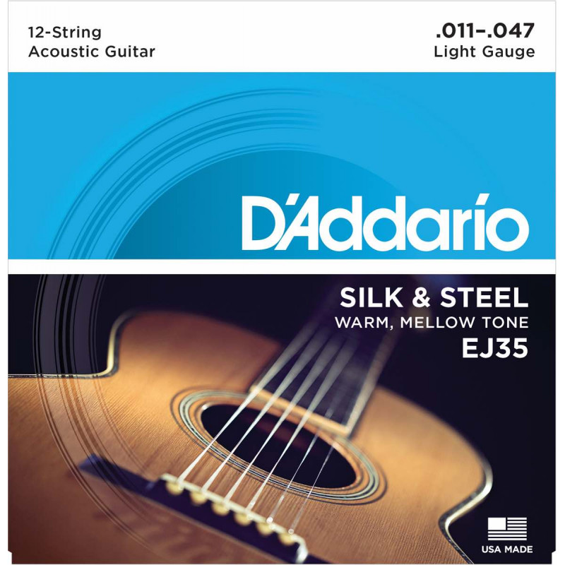 Jeu de cordes pour guitare Folk D'addario SILK&STEEL 11-47 - EJ35 I  Boutikazik