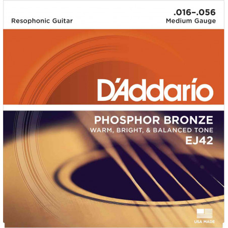 D'Addario EJ42 Resophonic 16-56  - Jeu de cordes guitare acoustique