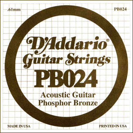 D'Addario PB024  - Corde au détail Filée Phosphore Bronze 024 Guitare acoustique