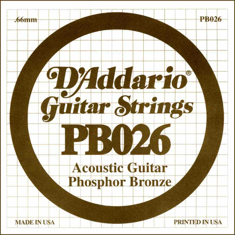 D'Addario PB026 - Corde au détail Filée Phosphore Bronze 026 Guitare acoustique