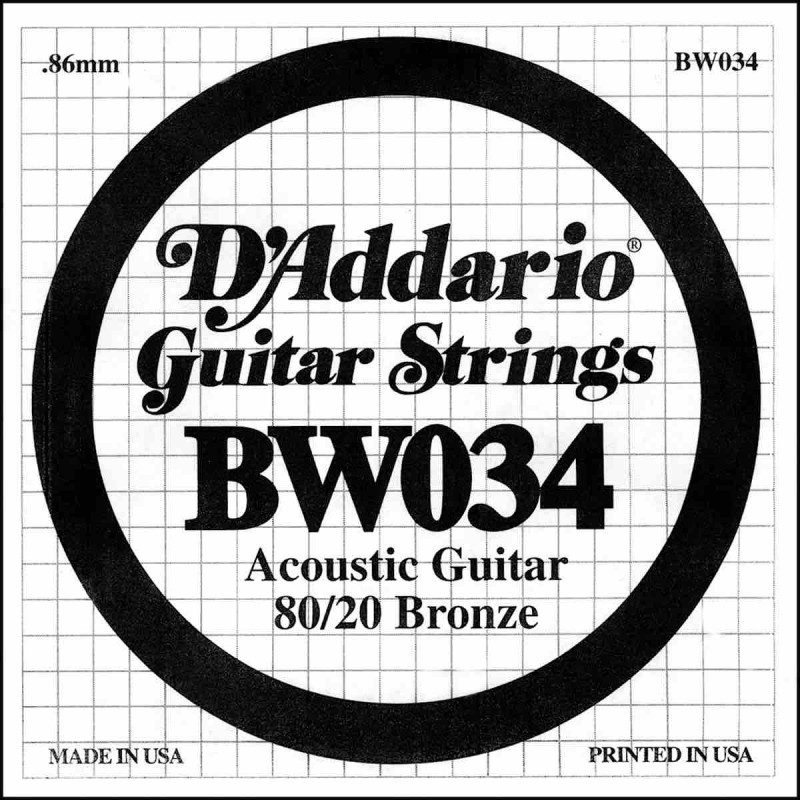 D'Addario BW034 - Corde au détail 034 Filée Bronze Guitare acoustique