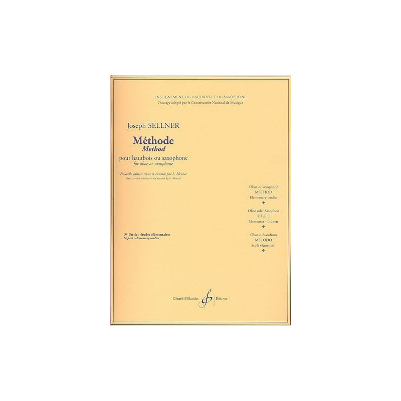 Méthode pour Haut-bois ou saxophone SELLNER Volume 1