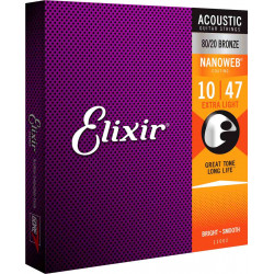 Elixir Nanoweb 11002 Extra light 10-47 - Jeu de cordes Guitare acoustique