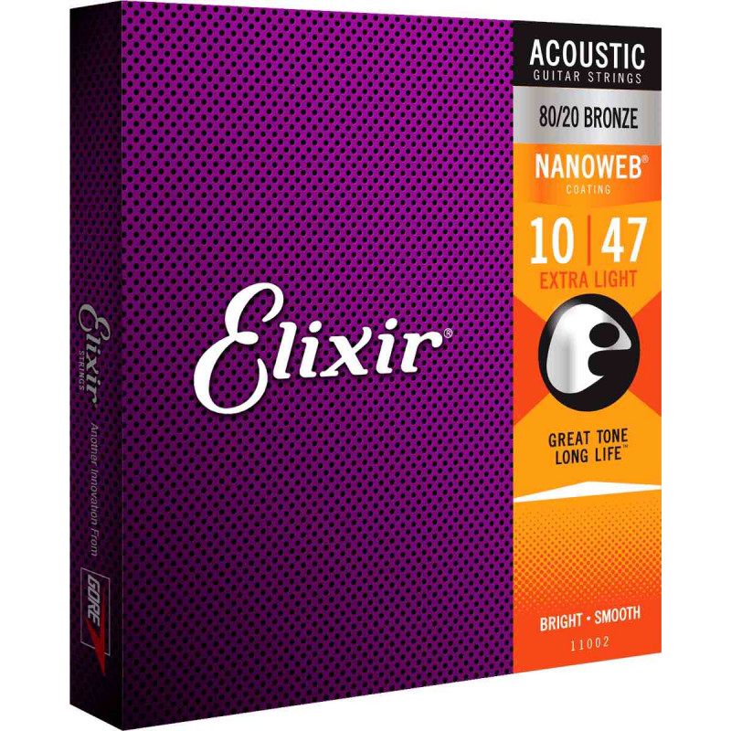 Elixir Nanoweb 11002 Extra light 10-47 - Jeu de cordes Guitare acoustique