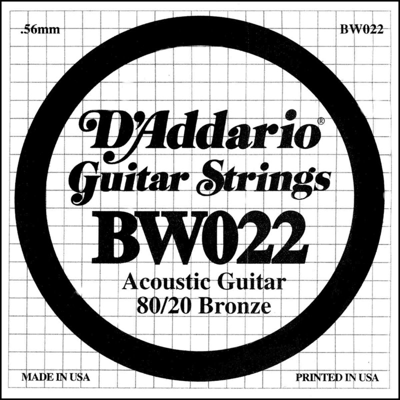 Corde au détail D'Addario pour guitare acoustique 80/20 Filé Bronze - BW022