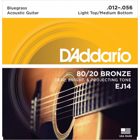 D'addario Bluegrass EJ14 12-56 - Jeu de Cordes guitare acoustique
