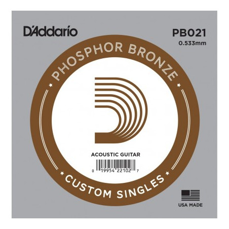 Corde au détail Guitare acoustique D'Addario Filée Phosphore Bronze 021 - PB021