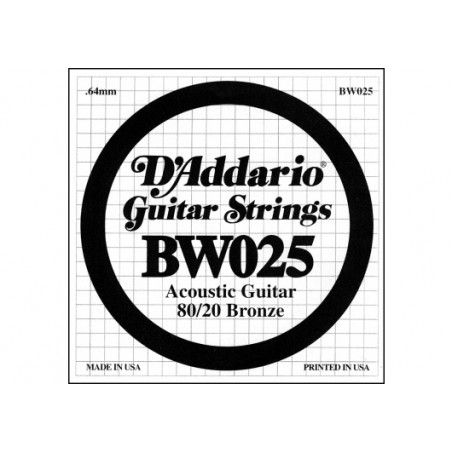 Corde au détail D'Addario pour guitare acoustique 80/20 Filé Bronze - BW025