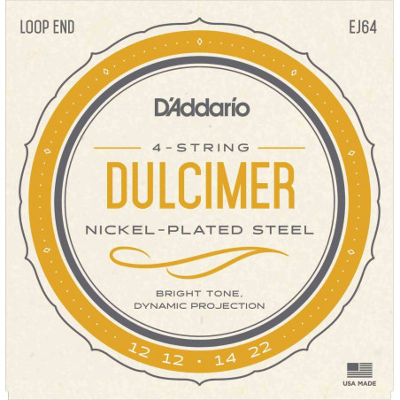 D'Addario EJ64 Dulcimer - Jeu de 4 cordes