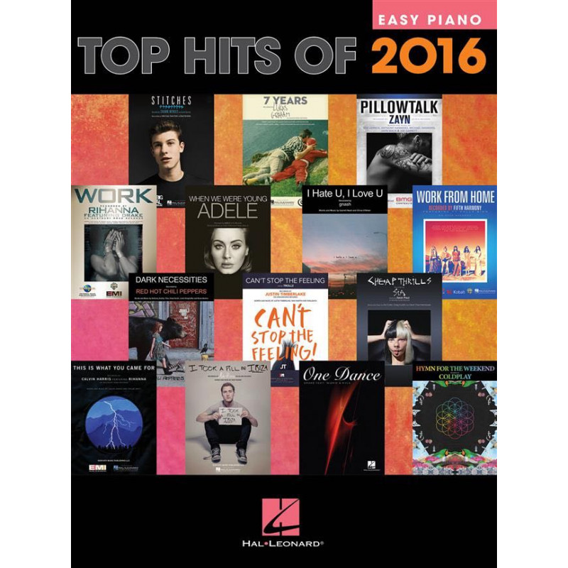 Easy Piano Top Hits of 2016 - Recueil Piano