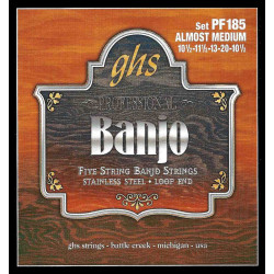 GHS PF185 - Jeu de cordes Banjo Stainless Steel - Almost Medium 10.5-10.5