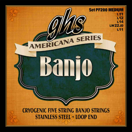 GHS PF200 - Jeu de cordes Americana Banjo - Medium 11-11
