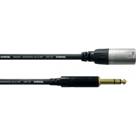 Cordial CFM1.5MV - Câble audio XLR mâle-jack stéréo mâle 1,5 m