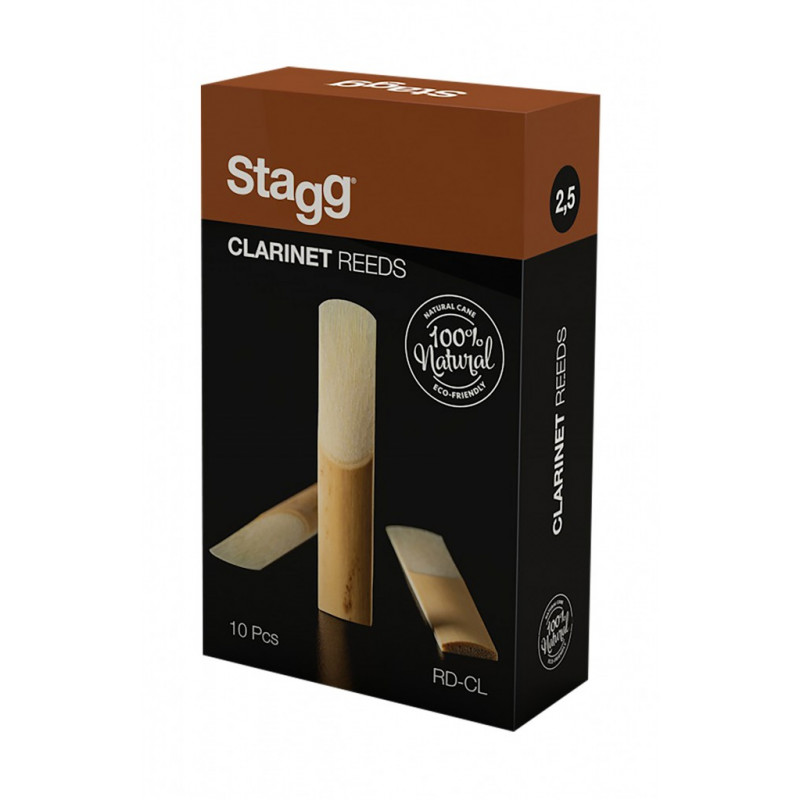 Stagg RD-CL 2,5 - Boîte de 10 anches pour clarinette, épaisseur 2,5 mm
