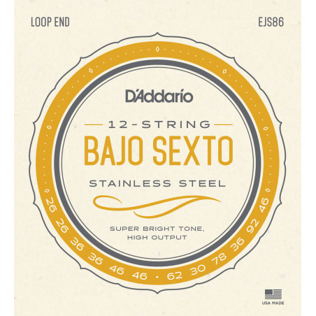 D'Addario EJS86 – jeu de Cordes en acier inoxydable pour bajo sexto