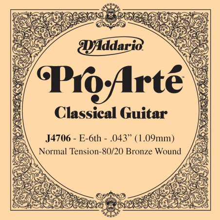 D'Addario Pro-Arte J4706, Normal, sixième corde - Corde au détail bronze 80/20 et nylon guitare classique