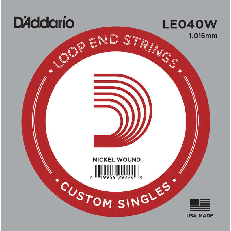 D'Addario LE040W, .040 - Corde au détail à boucle – nickel