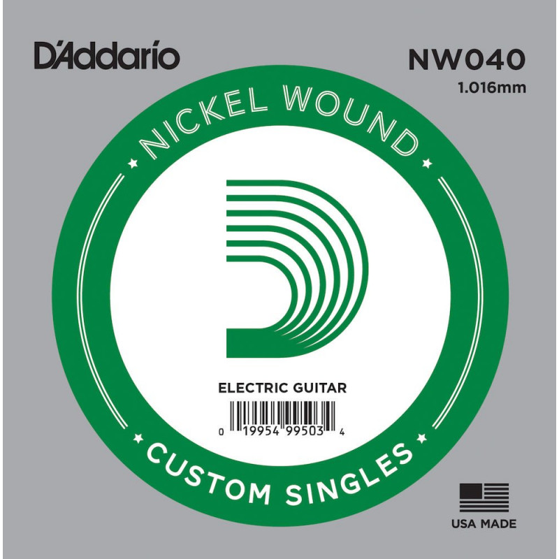 D'Addario NW040 1.016mm - Corde au détail – filet nickel – guitare électrique