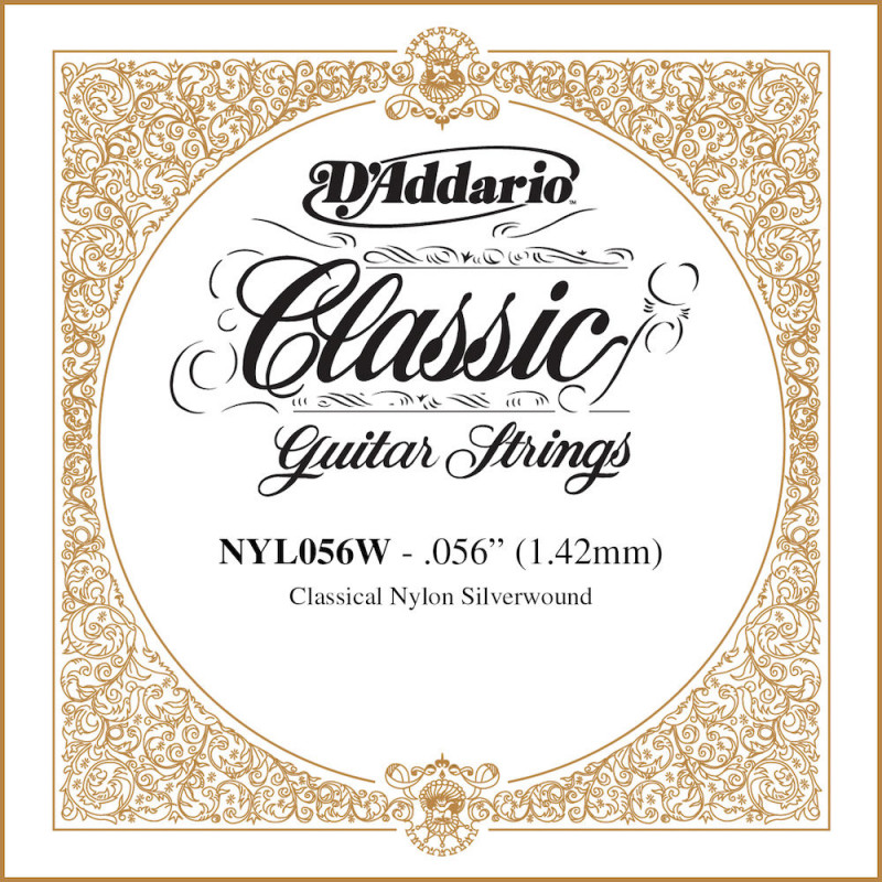 D'Addario NYL056W, .056 - Corde au détail – cuivre plaqué argent – guitare classique