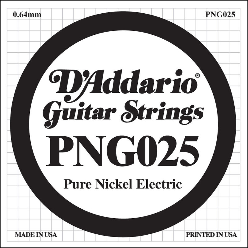 D'Addario PNG025, .025 - Corde au détail nickel pur – guitare électrique