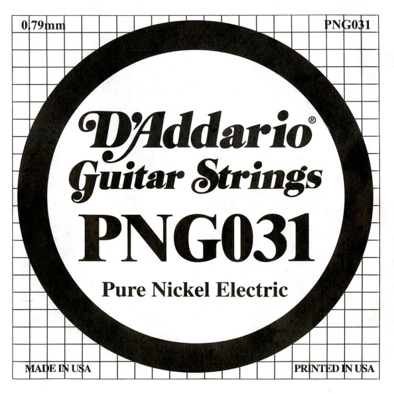 D'Addario PNG031, .031 - Corde au détail nickel pur – guitare électrique