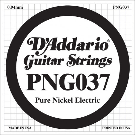 D'Addario PNG037, .037 - Corde au détail nickel pur – guitare électrique