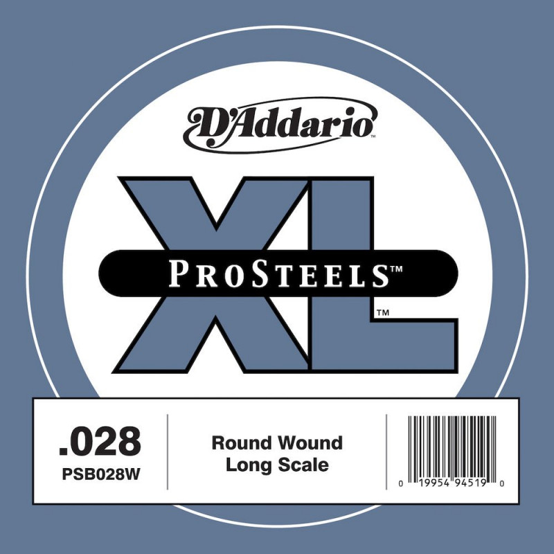 D'Addario ProSteels PSB028W, corde longue, .028 - Corde au détail – guitare basse