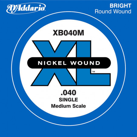 D'Addario XB040M, corde moyenne, .040 - Corde au détail nickel – guitare basse