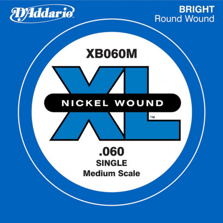 D'Addario XB060M, corde moyenne, .060 - Corde au détail nickel – guitare basse