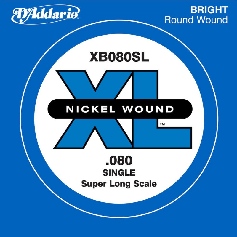 D'Addario XB080SL, corde extra-longue, .080 - Corde au détail nickel – guitare basse