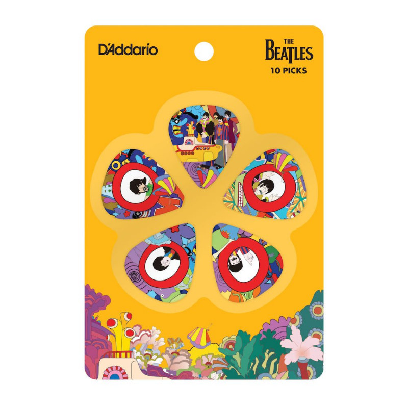 D'Addario 1CWH2-10B7 - 10 Médiators guitare The Beatles Yellow Submarine – light