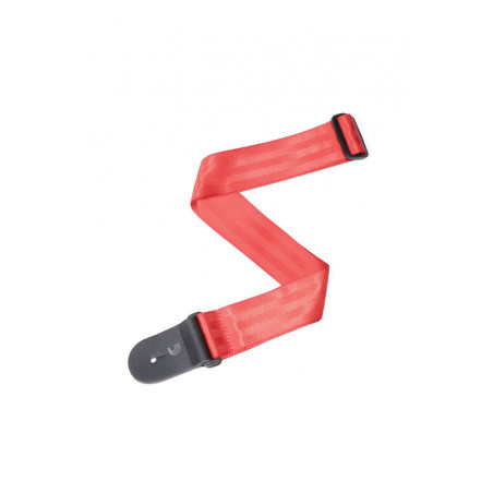 D'Addario 50SB01 - Sangle Seatbelt en cuir pour Guitare, 50 mm Rouge