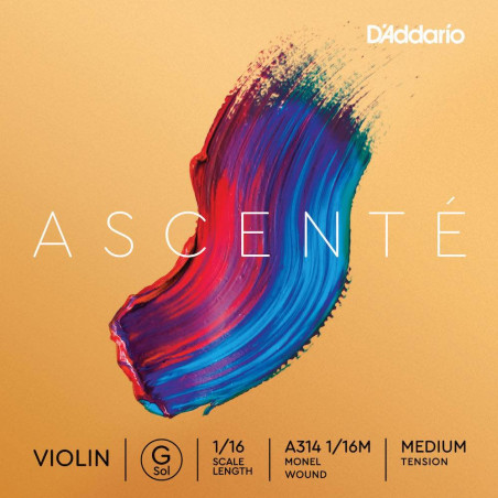D'Addario A314 1/16M - Corde seule (sol) violon 1/16 Ascenté, Medium