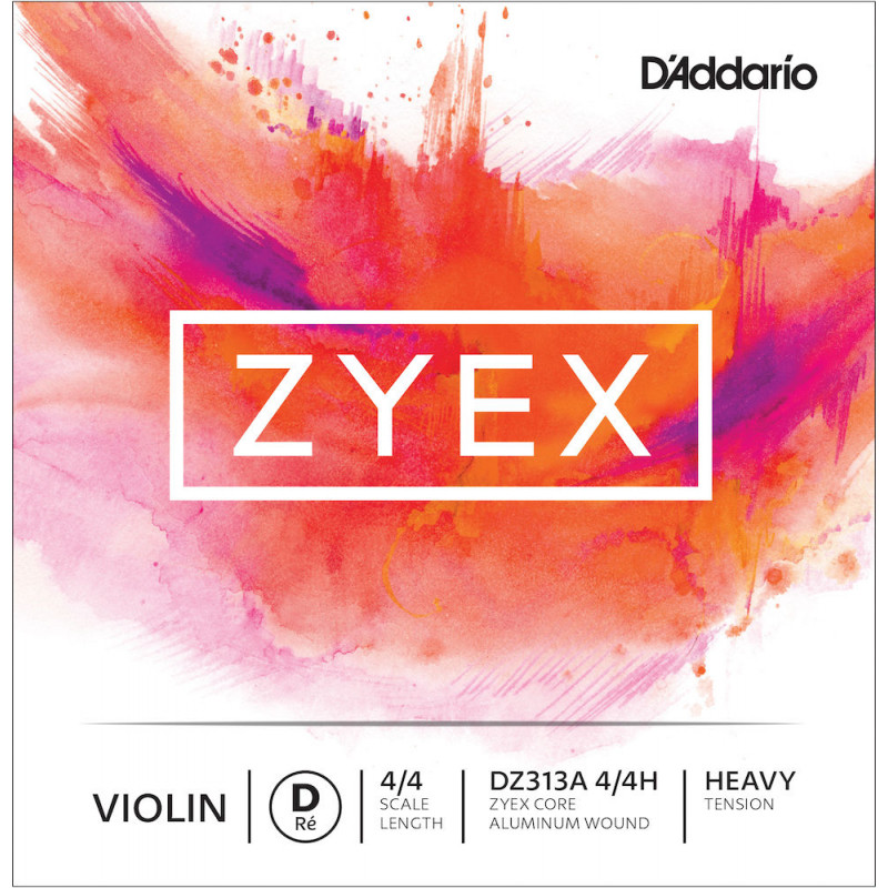 D'Addario DZ313A 4/4H - Corde seule (Ré) en aluminium violon Zyex, manche 4/4, Heavy