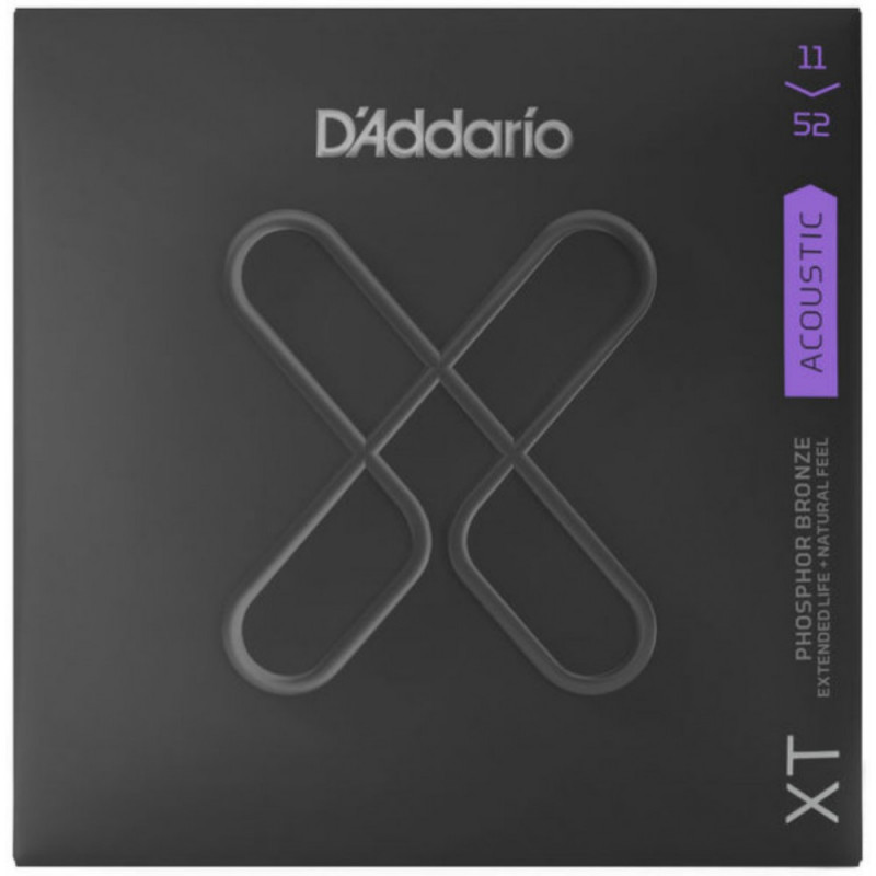 D'Addario XTAPB1152 - jeu guitare acoustique XT phosph. bronze -  Custom Light, 11-52