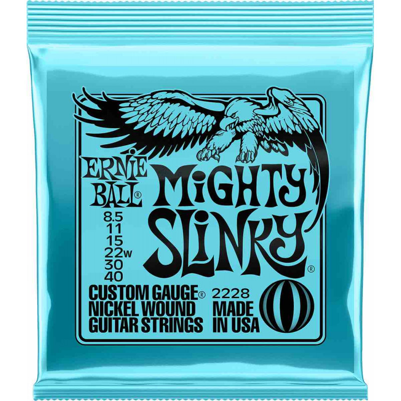 Ernie Ball 2228 - Jeu de cordes guitare électrique Mighty Slinky - 8,5-40