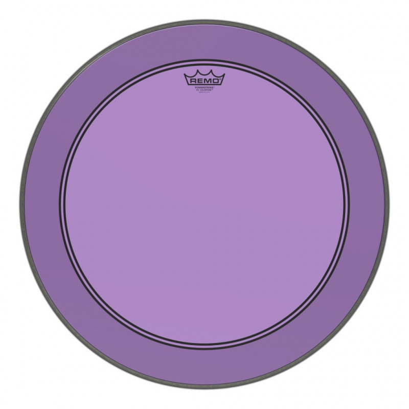 Remo P3-1322-CT-PU - Peau de frappe Powerstroke 3 Colortone pour grosse caisse, violet, 22", avec trou décentré de 5